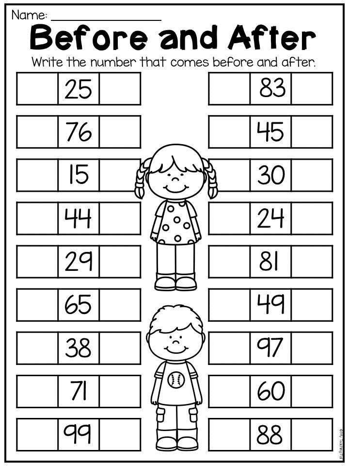 Counting Numbers Before And After Worksheets