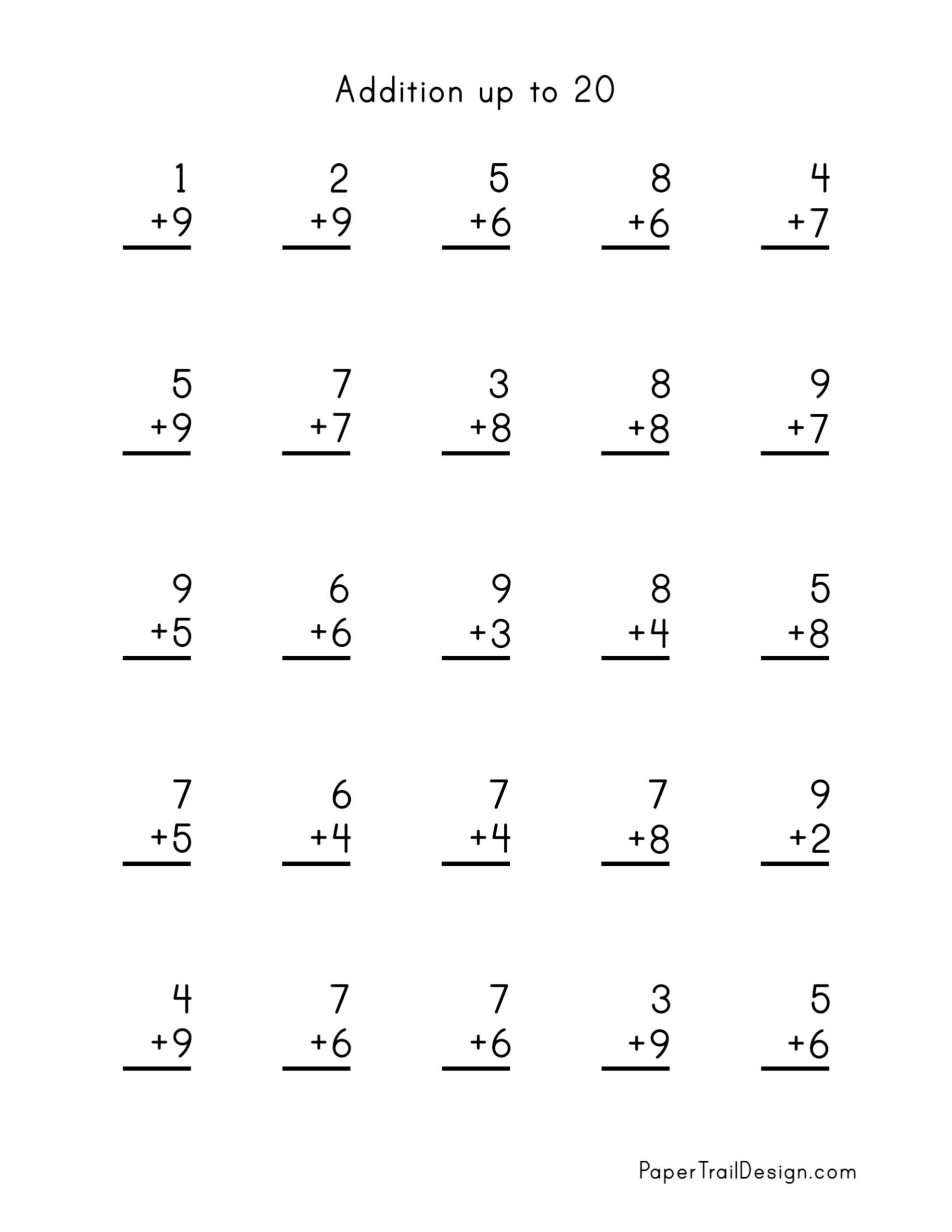 Easy Math Addition Worksheets Free