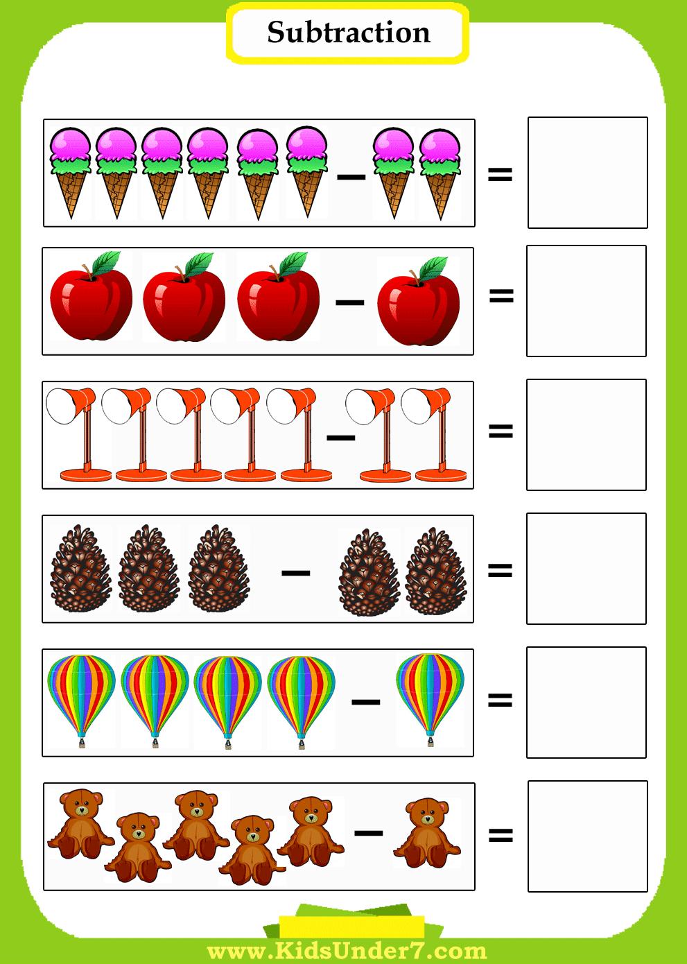 Easy Math Subtraction Worksheets