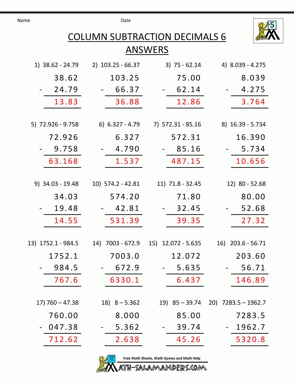 Easy Math Worksheets With Answers