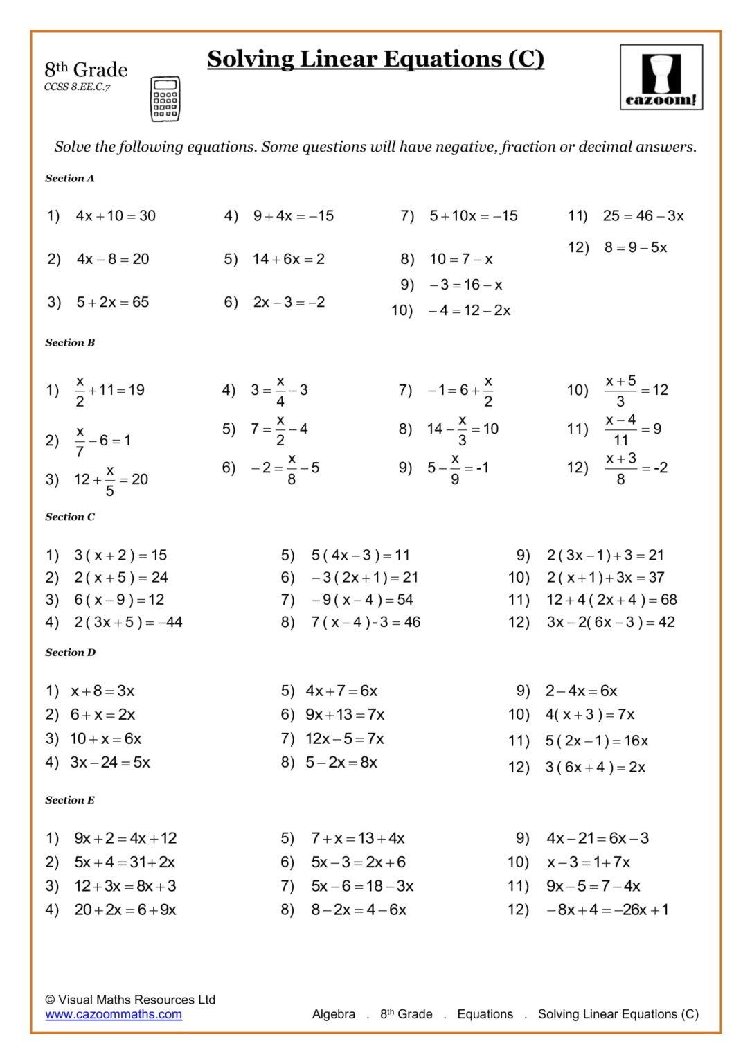 Fraction Math Worksheets With Answers