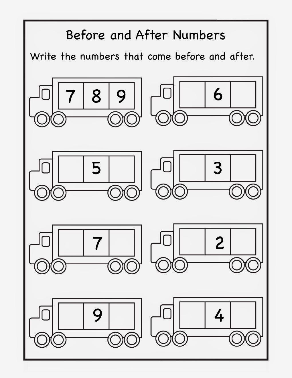 Free Before And After Number Worksheets