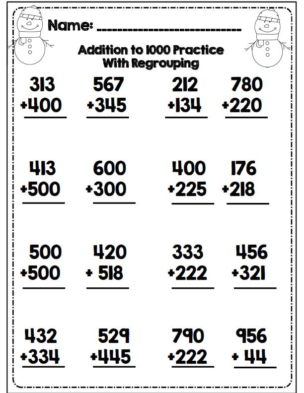 Free Printable Math Worksheets For 3Rd Grade Addition And Subtraction