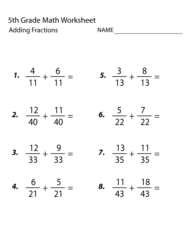 Free Printable Math Worksheets For Class 5