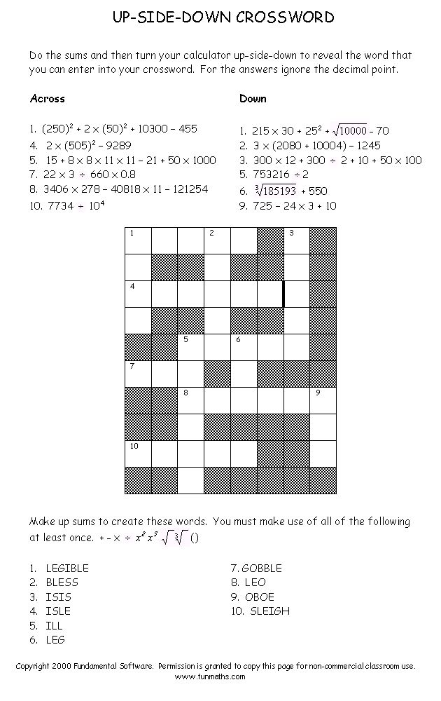 Free high school math worksheet from Funmathscom Math worksheet