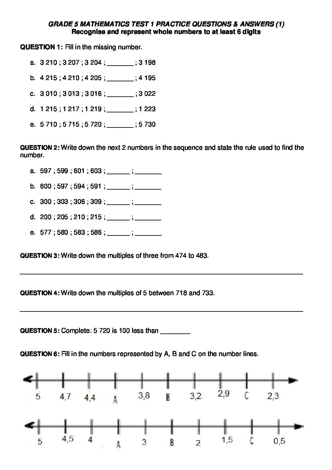 Grade 5 Math Worksheets PDF