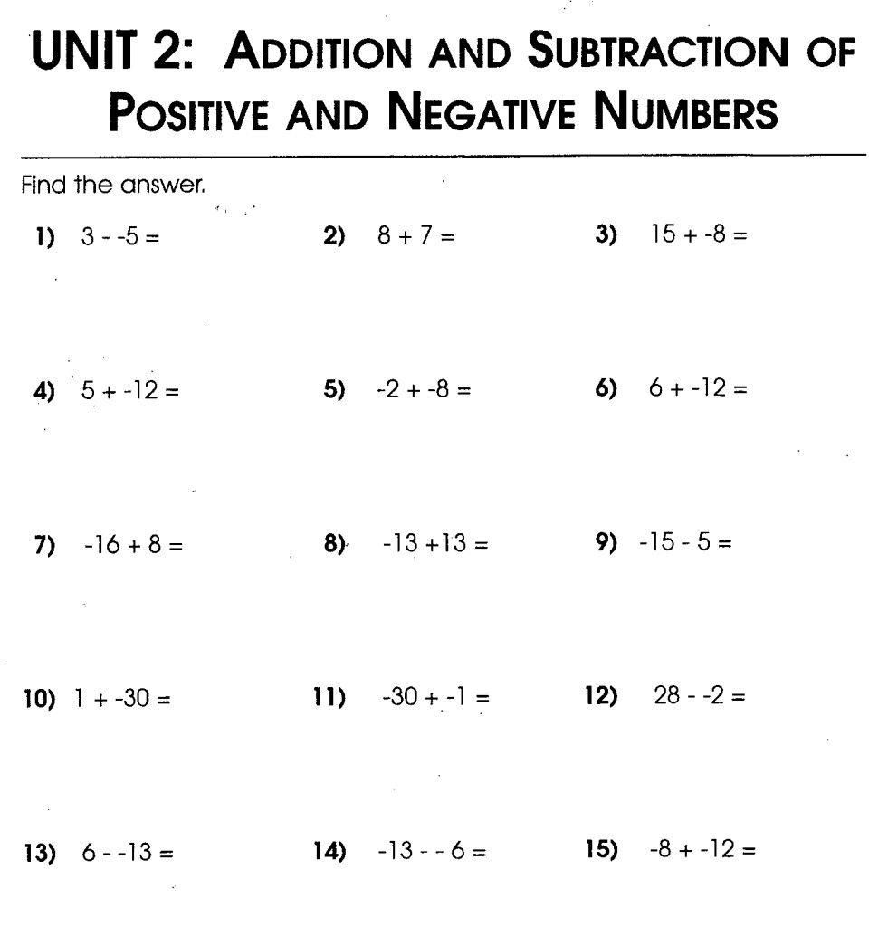 Grade 6 math integers worksheets