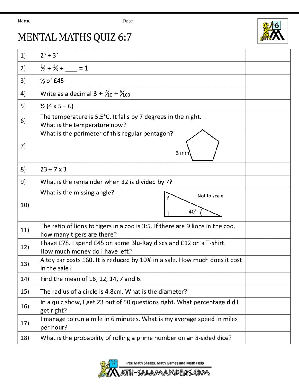 Live Worksheets Maths Grade 6 Fractions