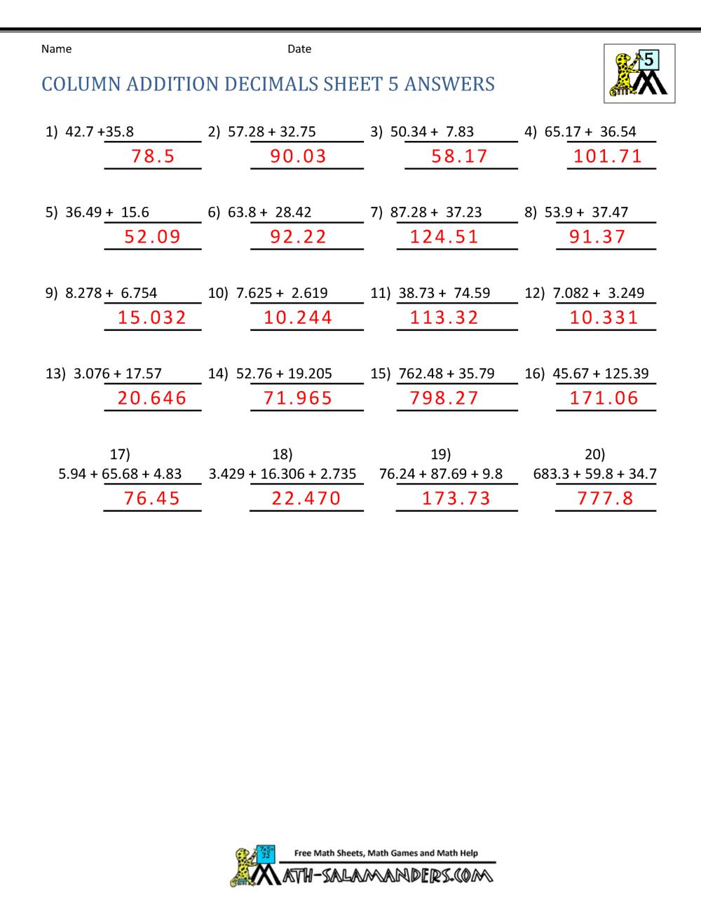 Math Coloring Worksheets 5Th Grade Multiplication