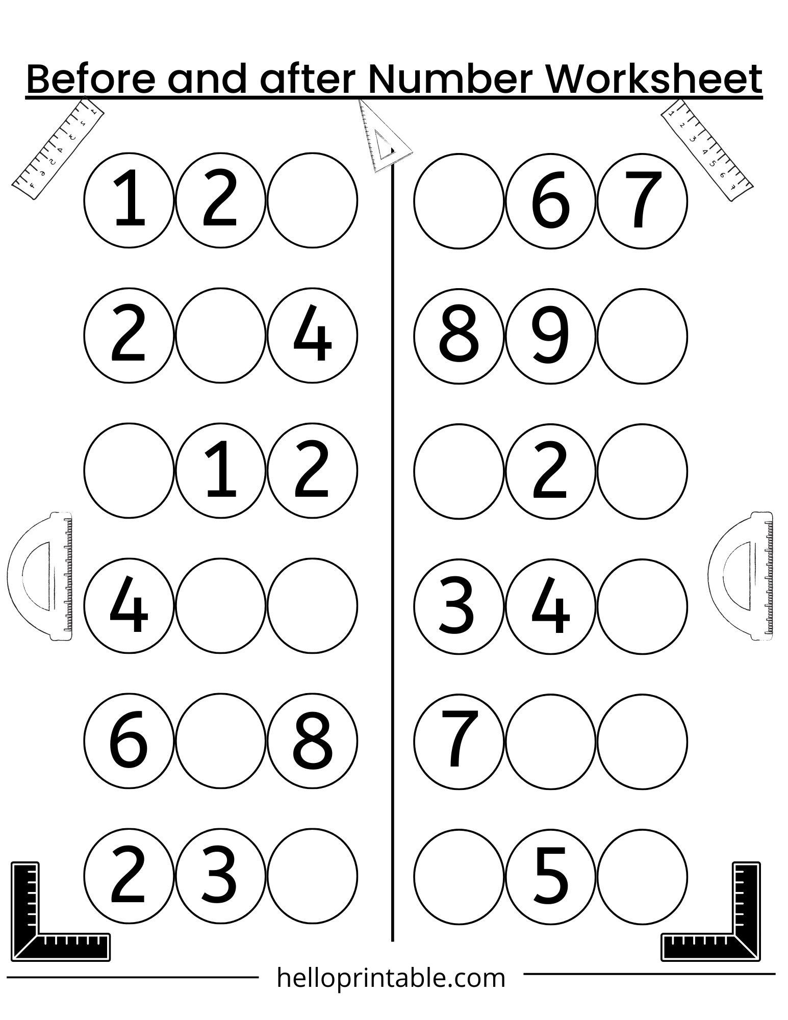 Math Practice For Before And After Numbers