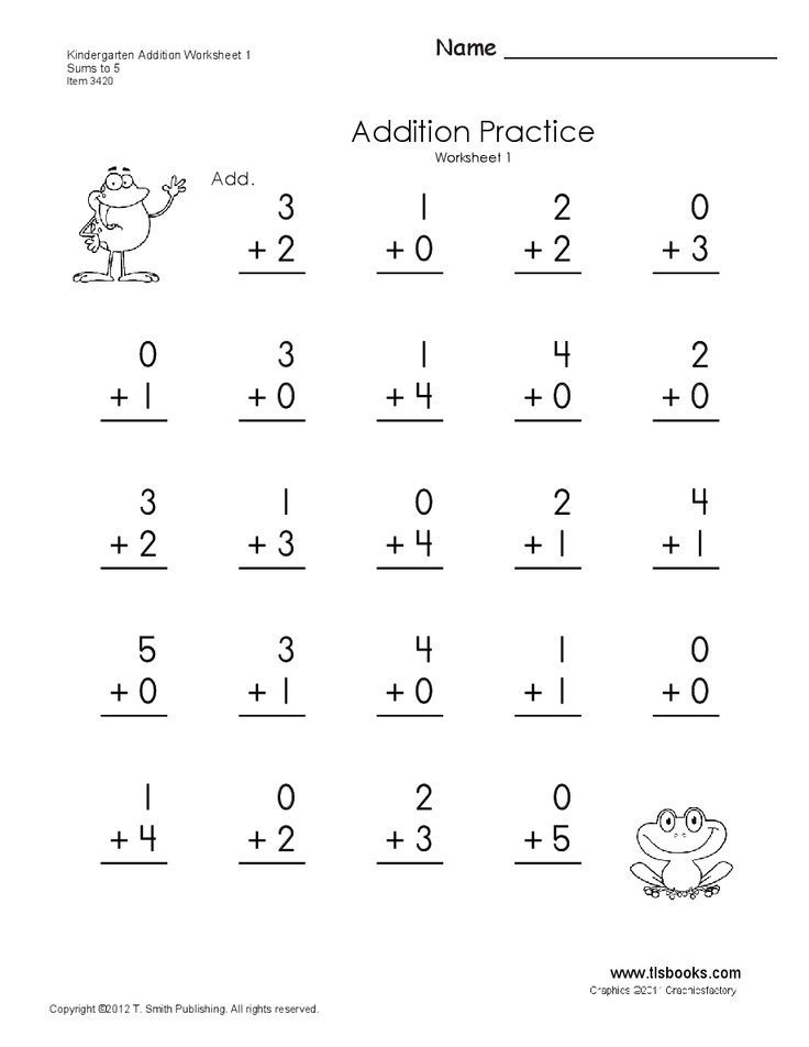 Math Quiz Worksheet Addition Kindergarten addition worksheets