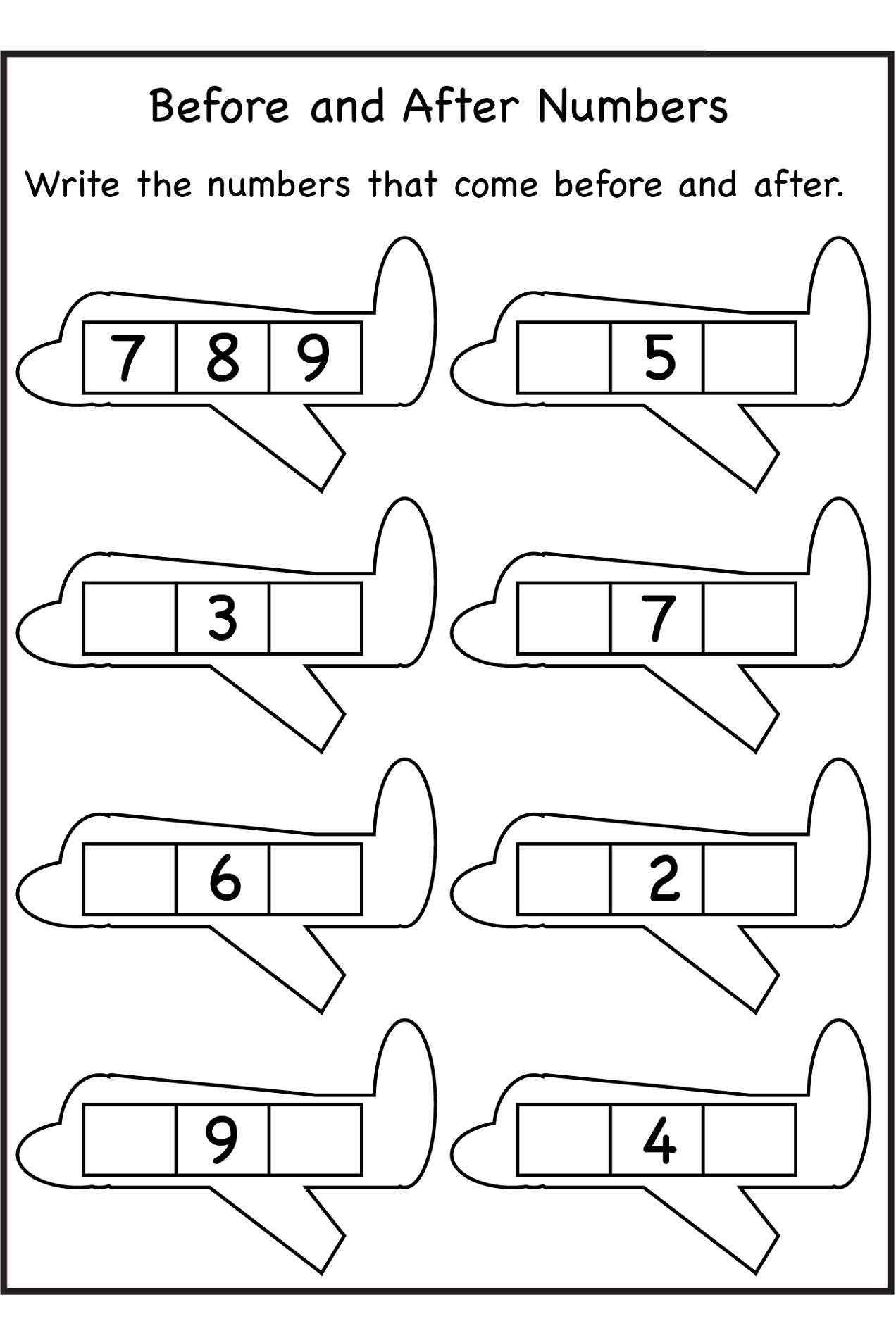 Math Sequences Before And After Numbers