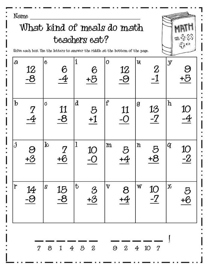 Math Worksheet 1St Grade Problem Solving