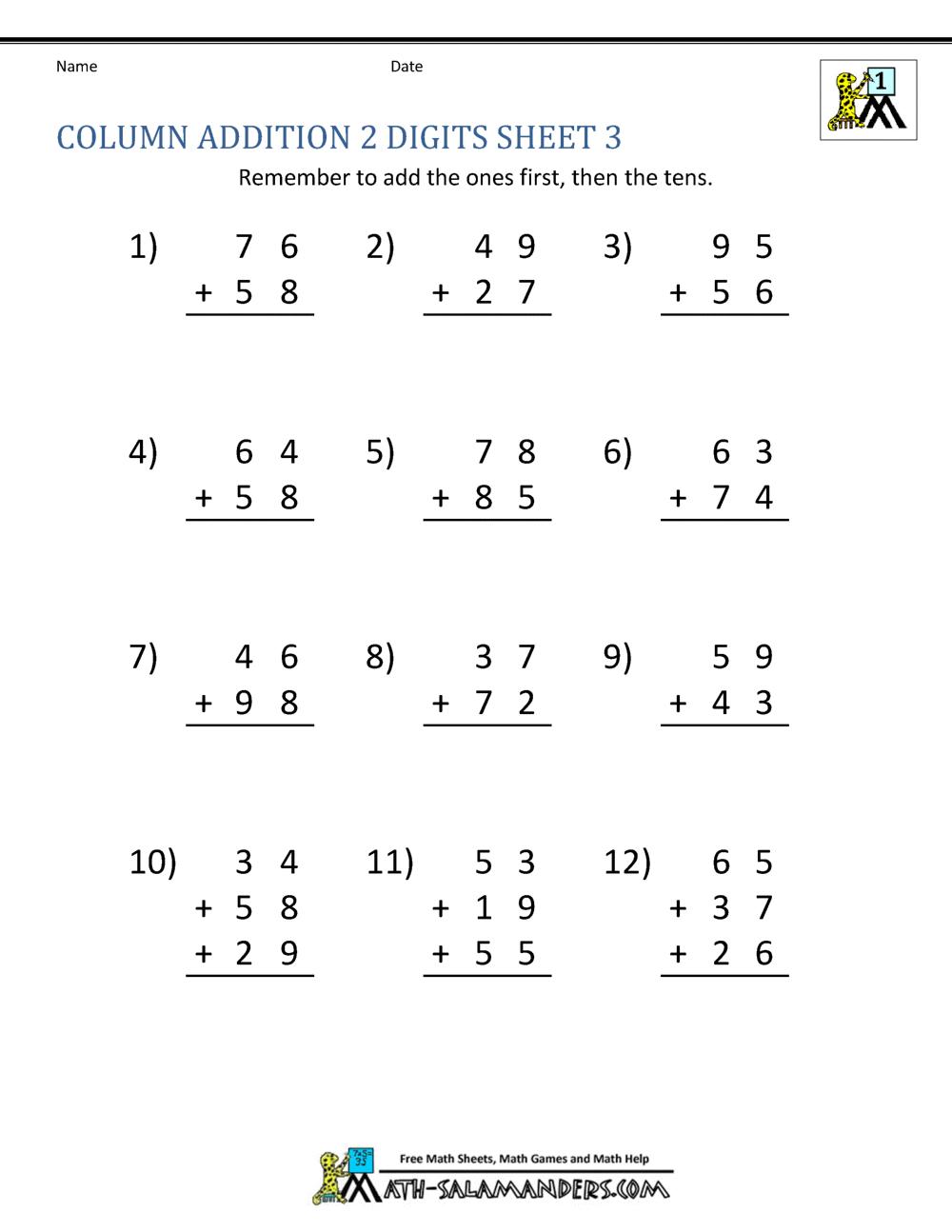 Math Worksheets 1St Grade Addition And Subtraction