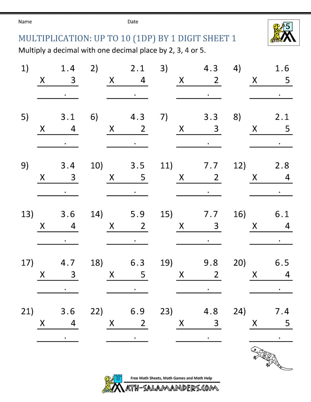 Math Worksheets 5Th Grade