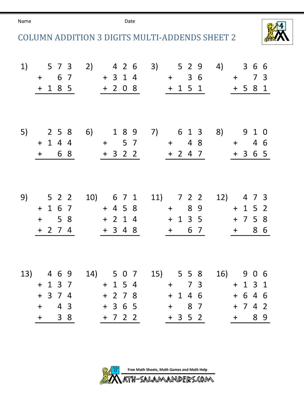 Math Worksheets Addition And Subtraction Grade 1