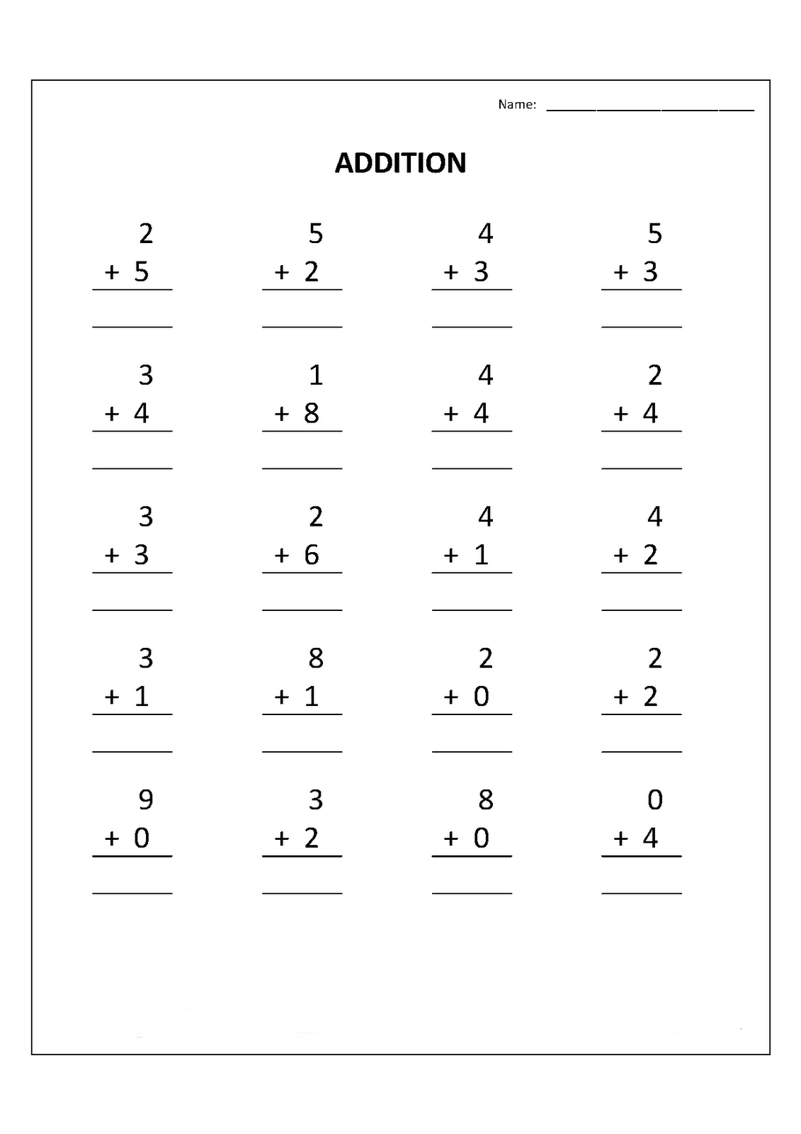 Math Worksheets Basic Facts