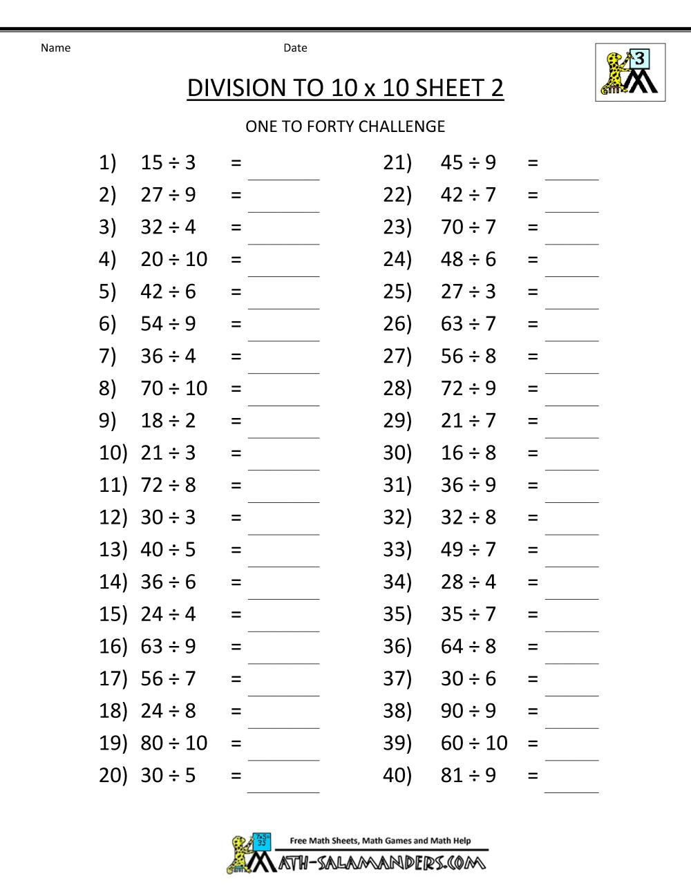 Math Worksheets Dividing Decimals