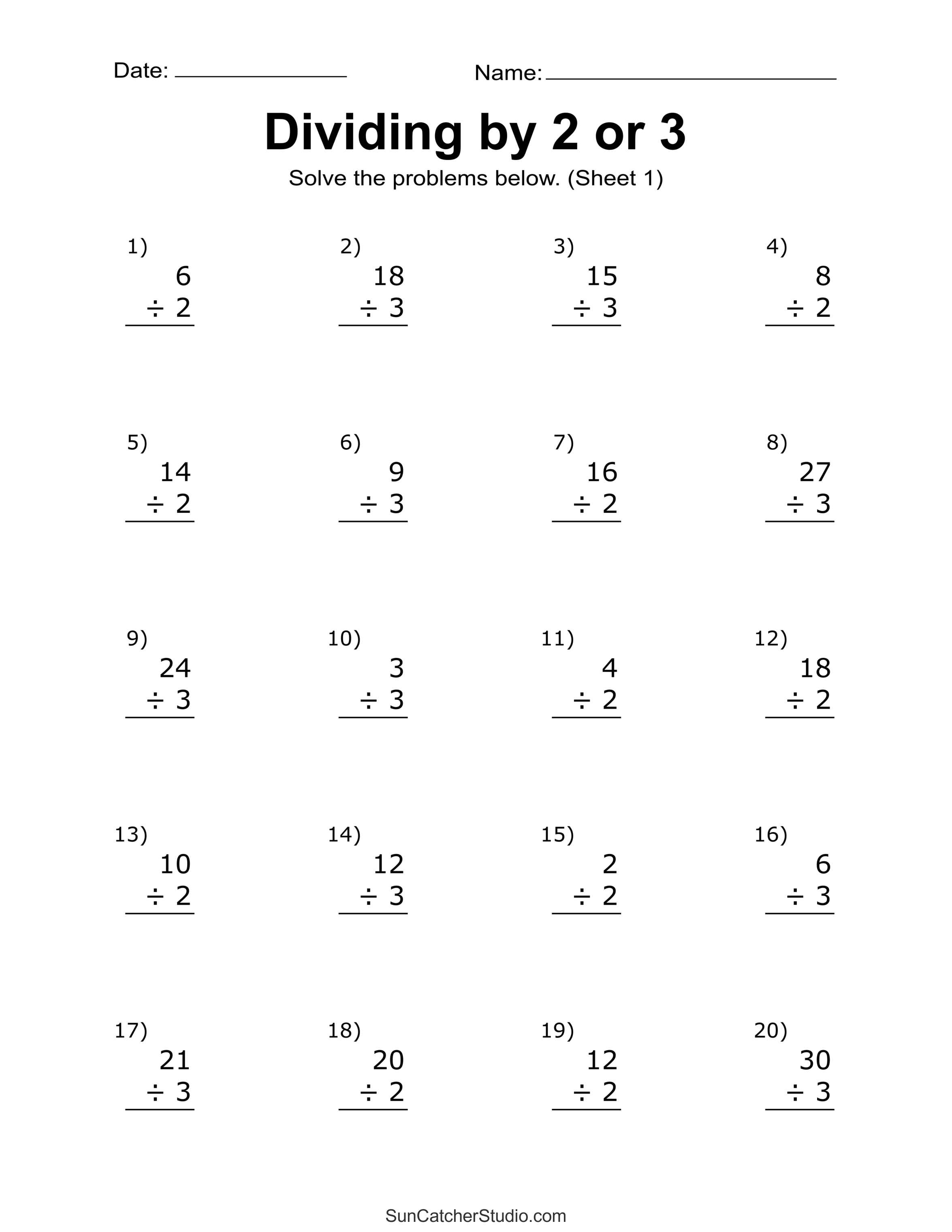 Math Worksheets Division 2 Digit Divisors