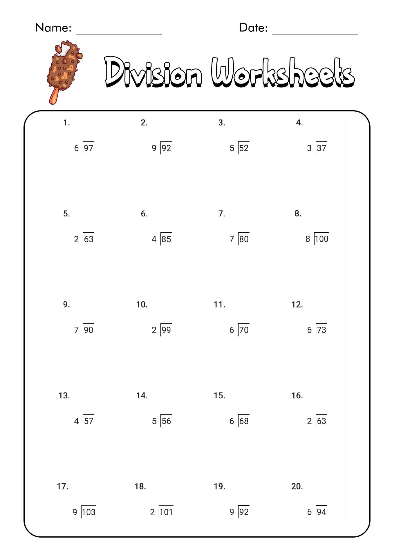 Math Worksheets Division Basics