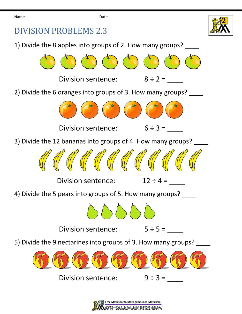 Math Worksheets Division With Remainders