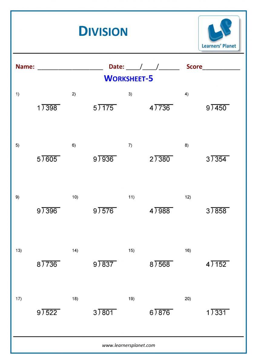 Math Worksheets Division