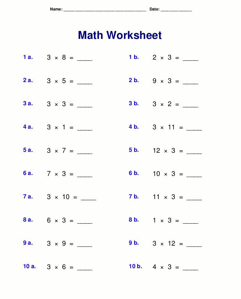 Math Worksheets For 3Rd Grade Multiplication And Division