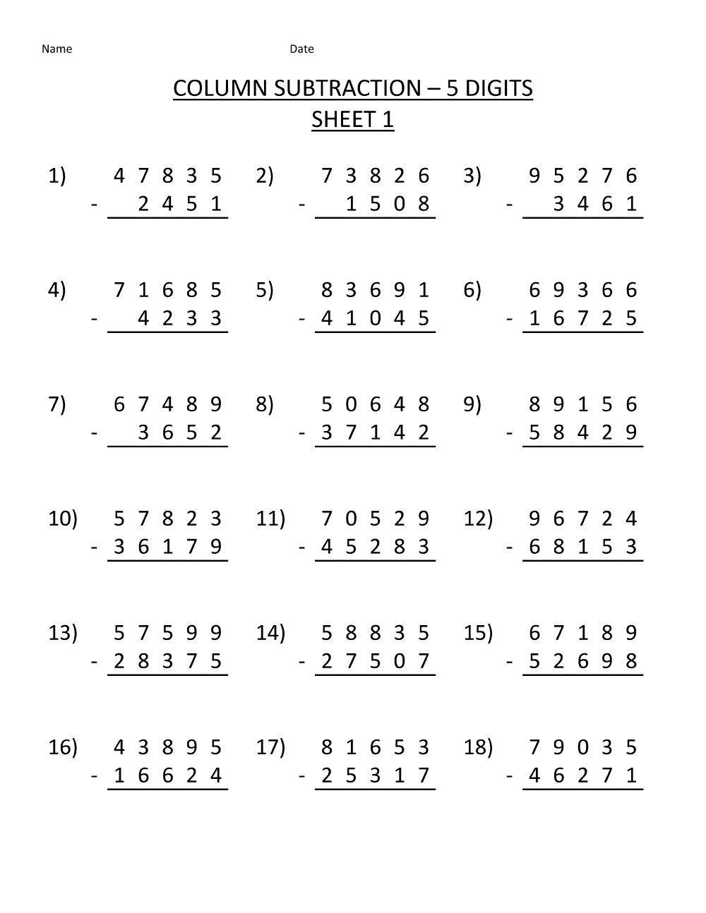 Math Worksheets Grade 6 Division