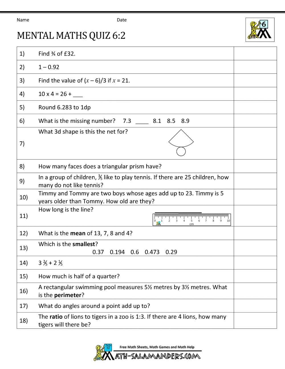 Math Worksheets Grade 6 Factors