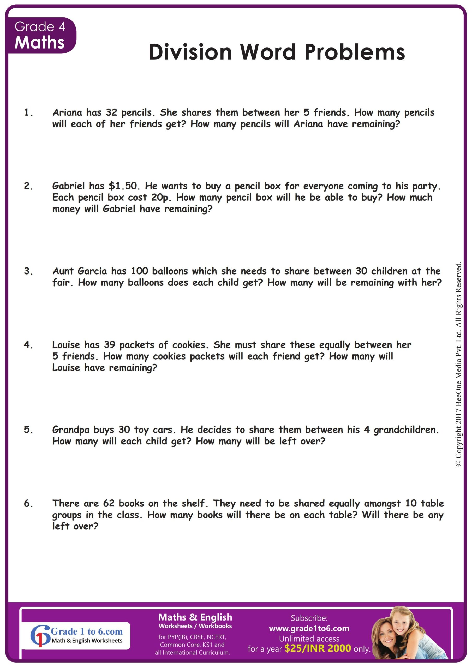 Math Worksheets Multiplication And Division Free