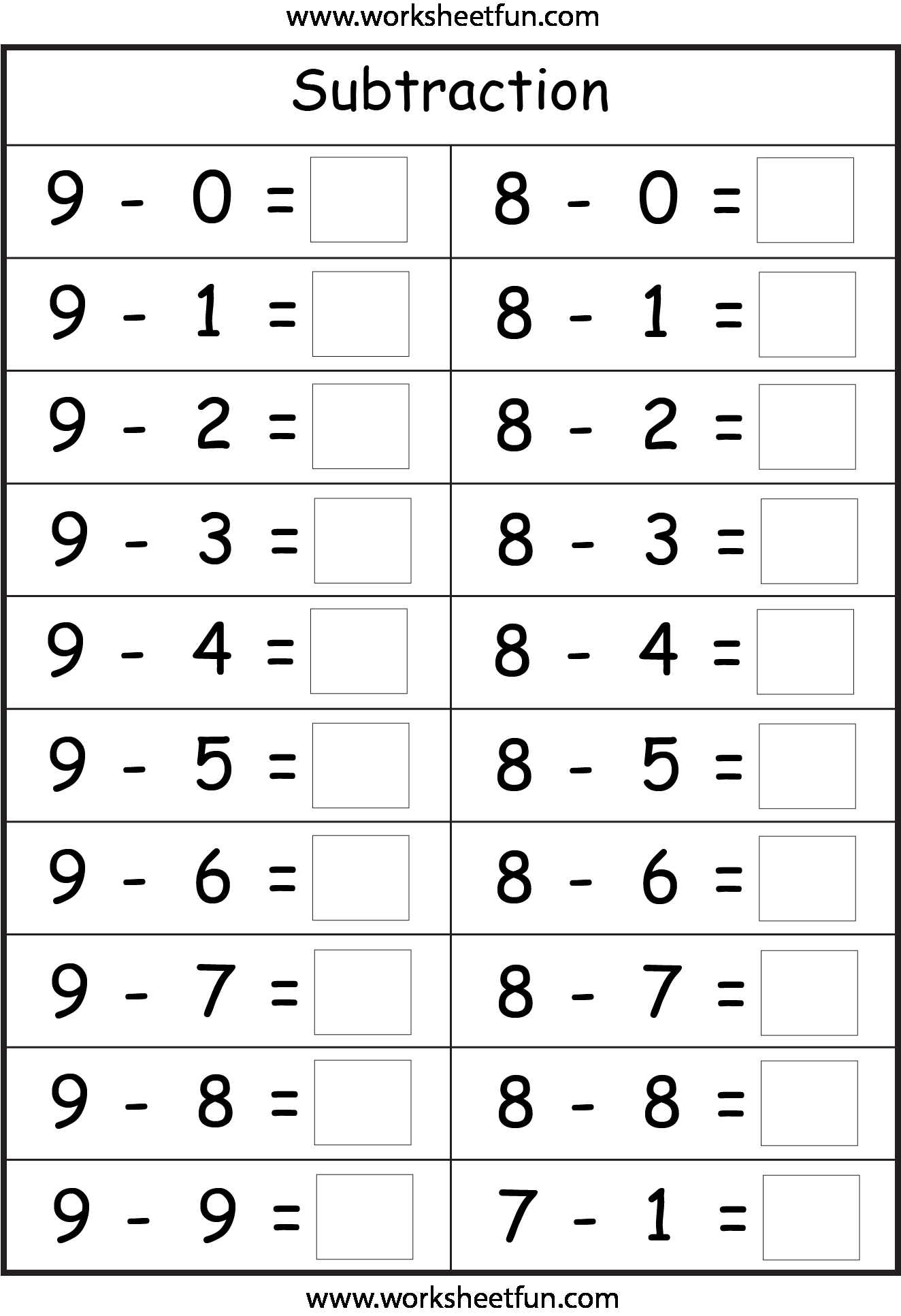 Math Worksheets Subtraction Across Zeros