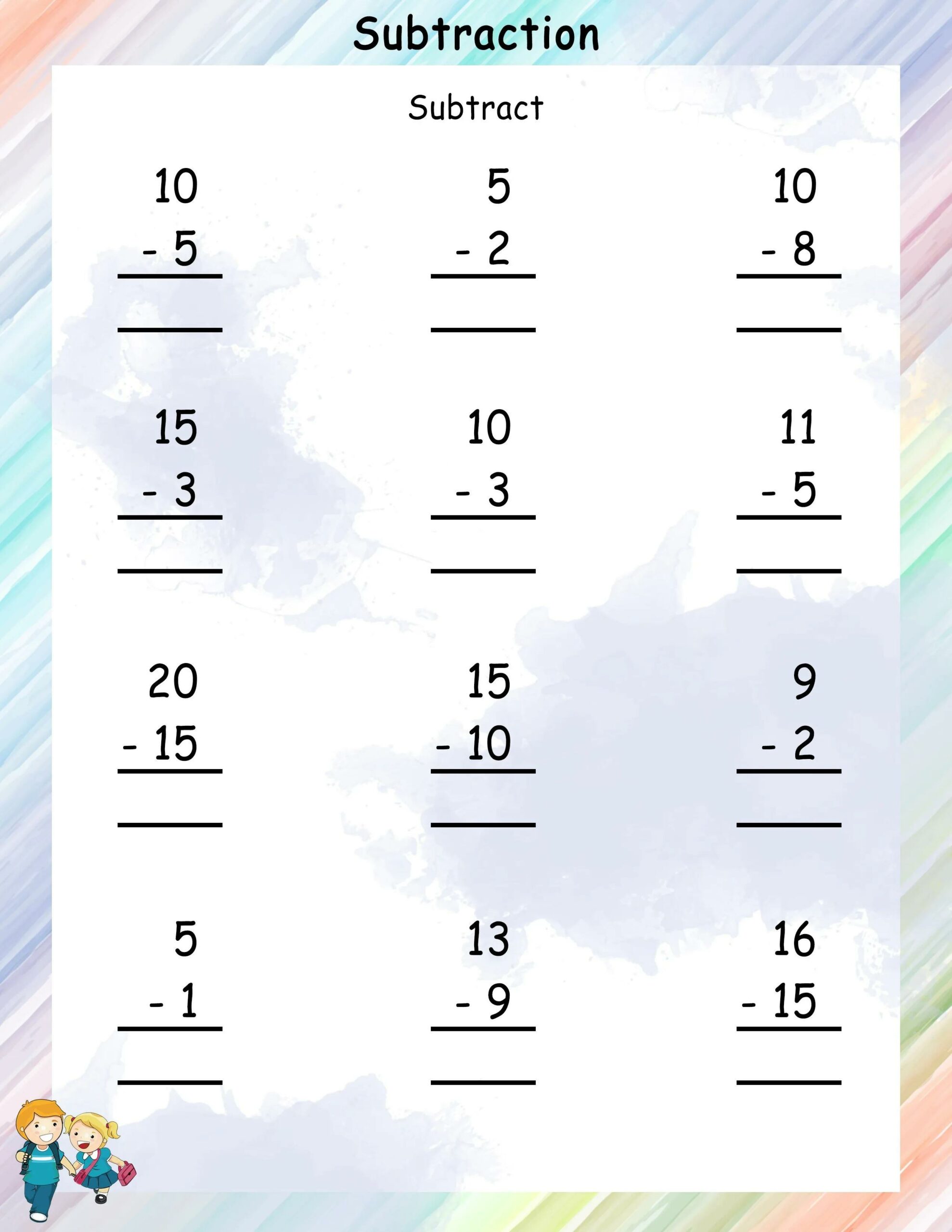 Math Worksheets Subtraction Equations