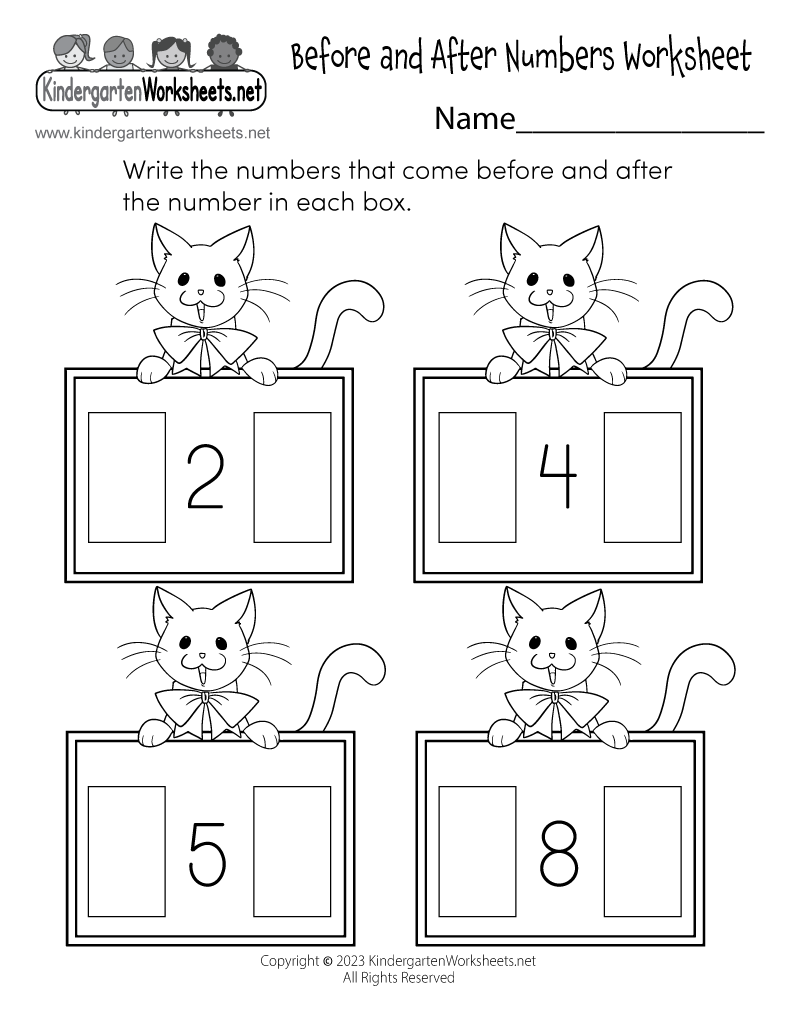 Math Worksheets To Practice Before And After Numbers