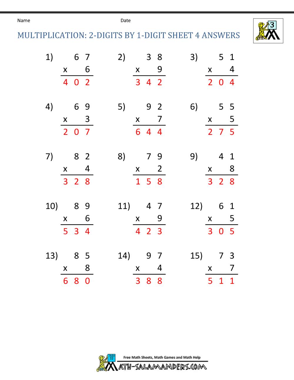 Math Worksheets With Answers For Elementary