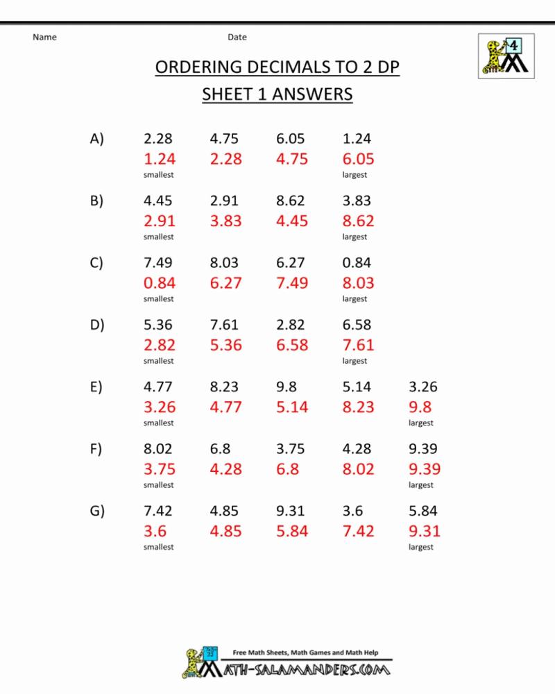 Math Worksheets With Answers For Teachers