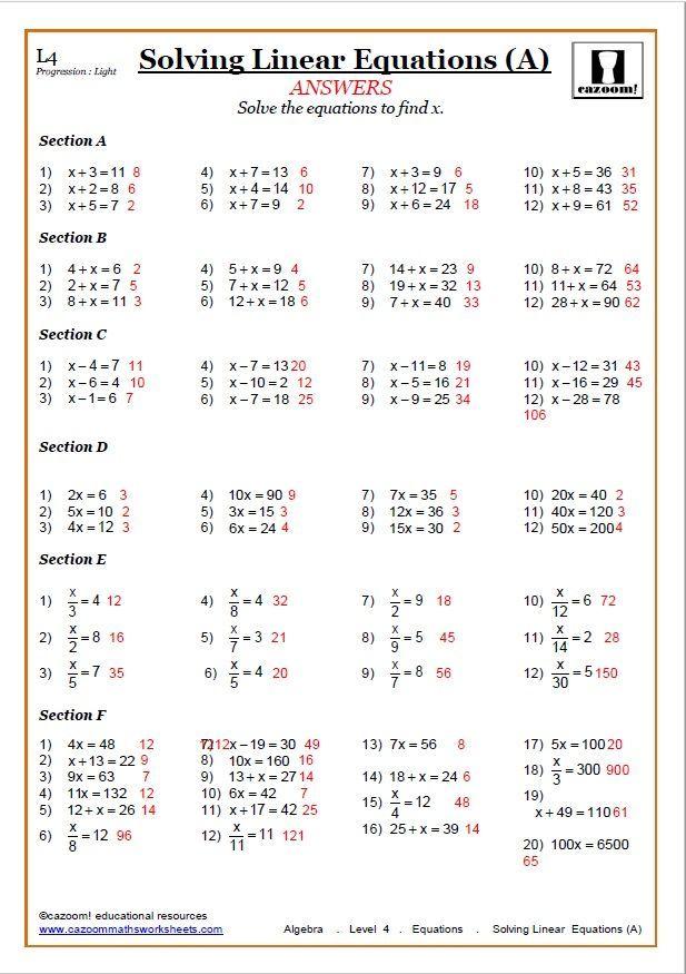 Pre-Algebra Math Worksheets With Answers