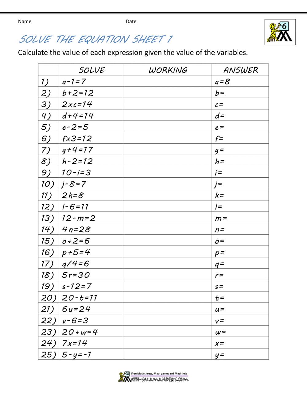 Printable Math Worksheets With Detailed Answers