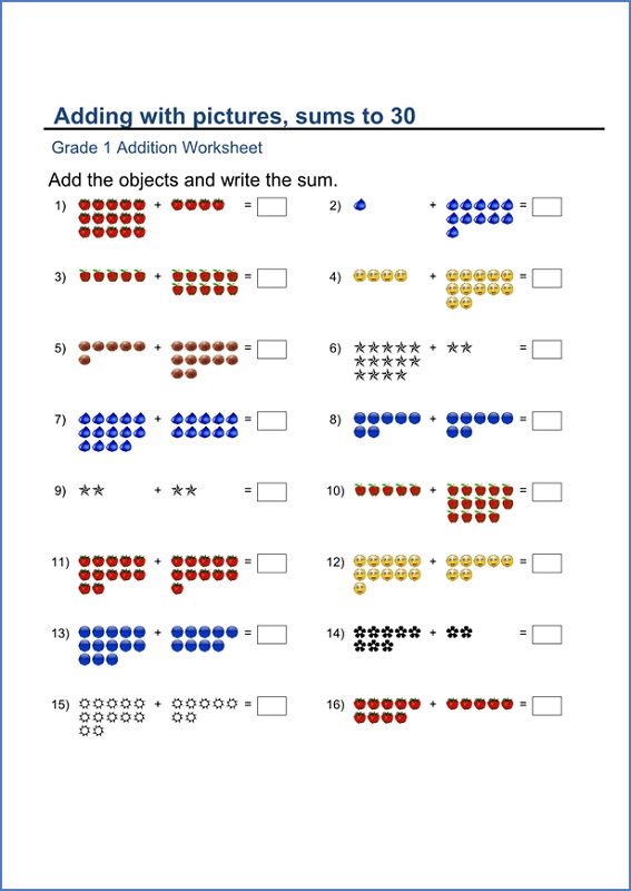 25+ Math Worksheets for Grade 1