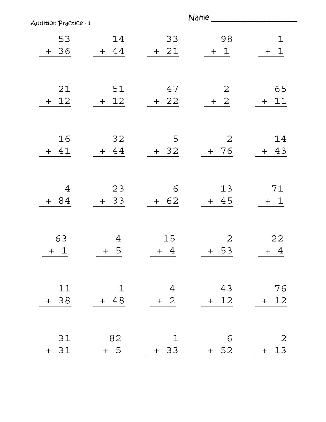 25+ Math Worksheets for Grade 1