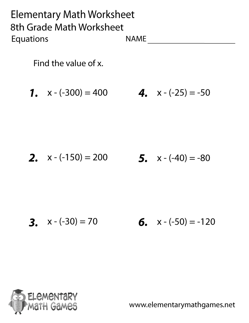 15 Math Worksheets 8th Grade Printable PDF