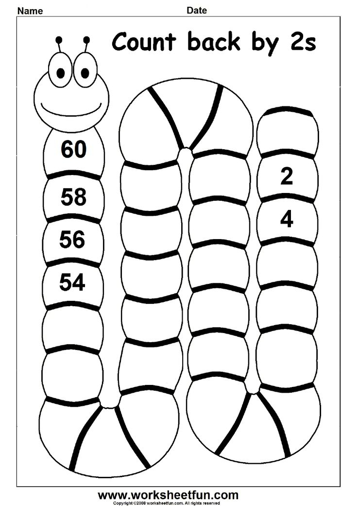 20 Math Worksheets Backward Counting Free