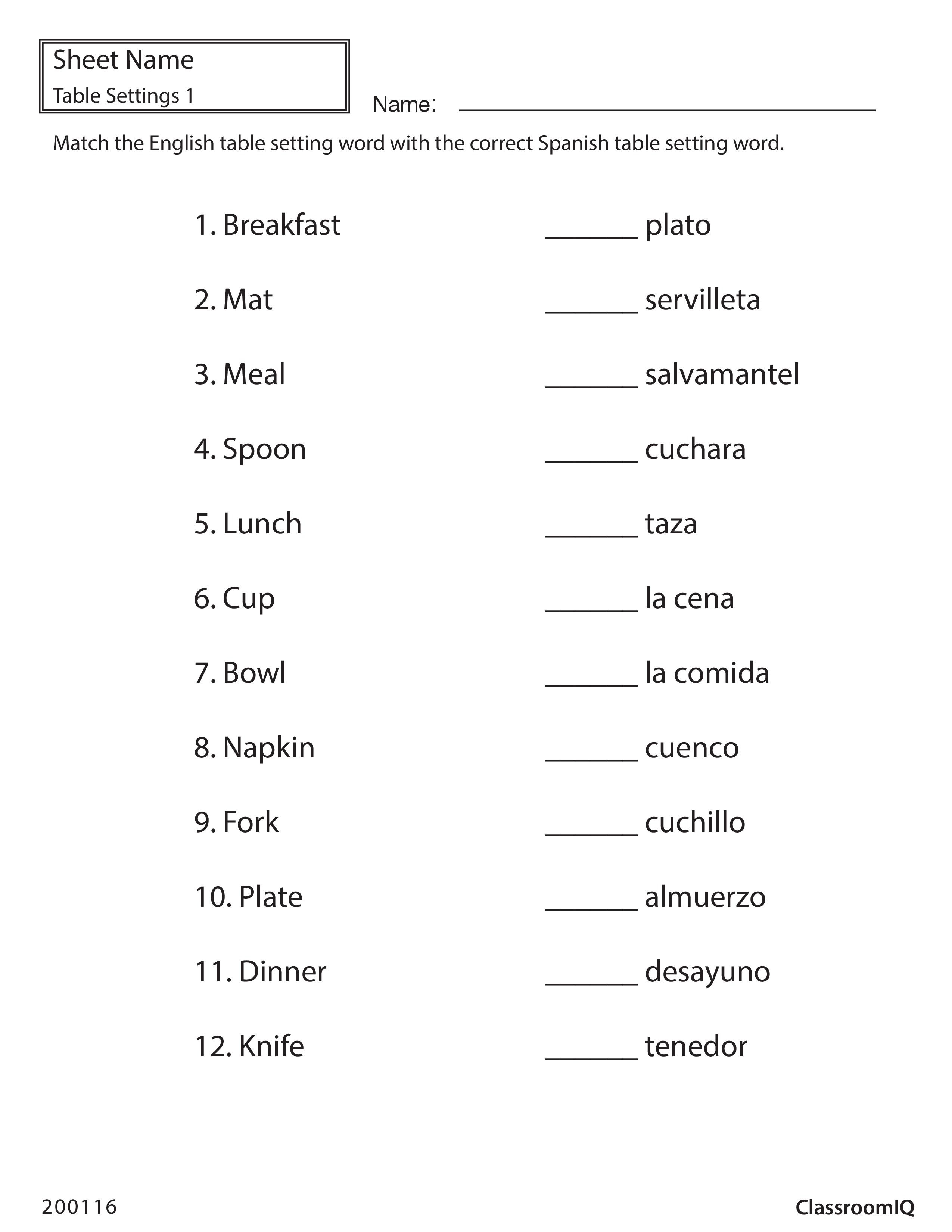 20 Math Worksheets In Spanish Free