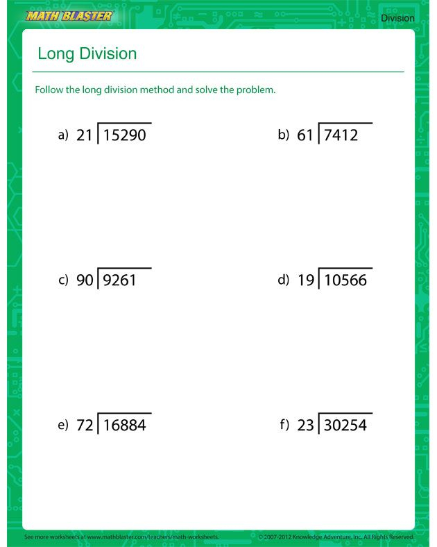 20 Math Worksheets Long Division Free