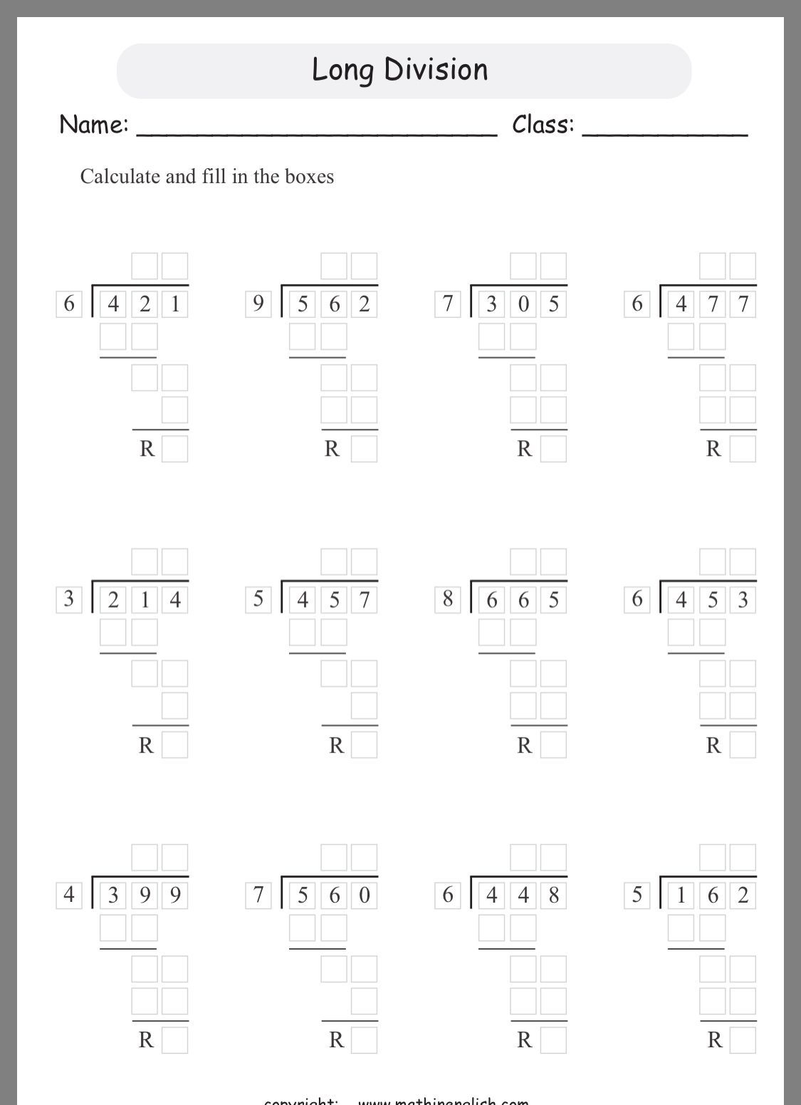 20 Math Worksheets Long Division Pdf