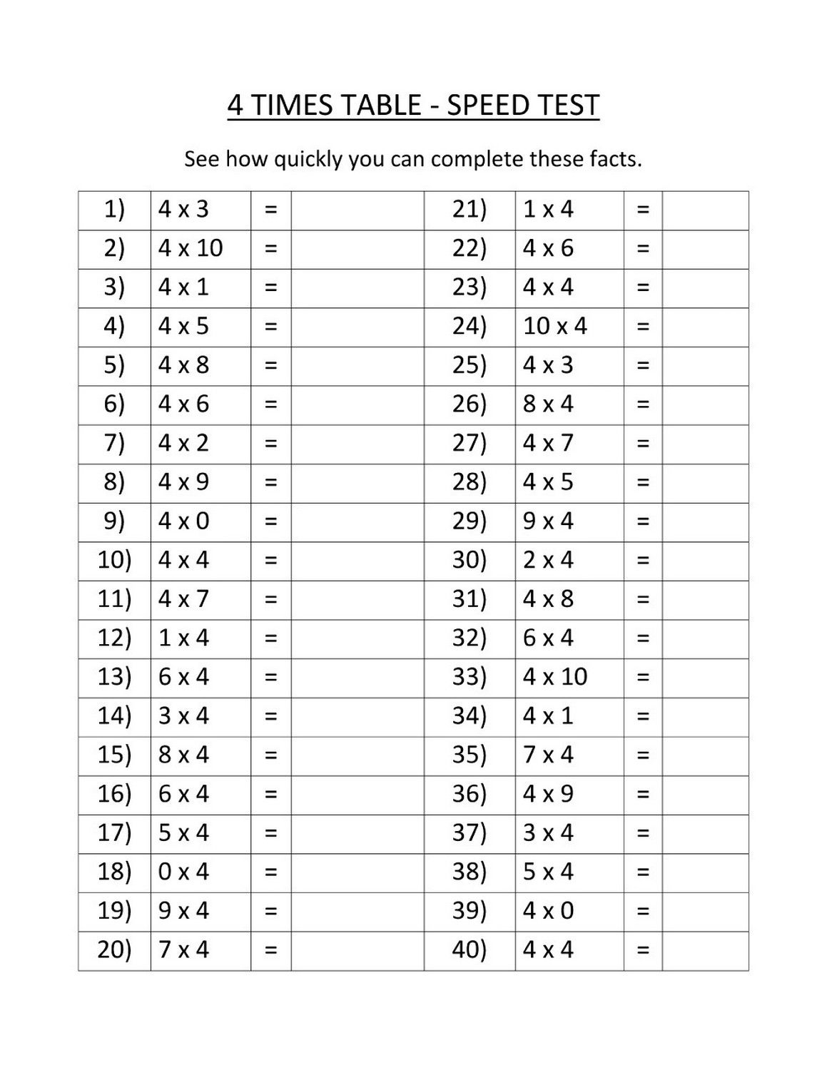 20 Math Worksheets Times Tables Download