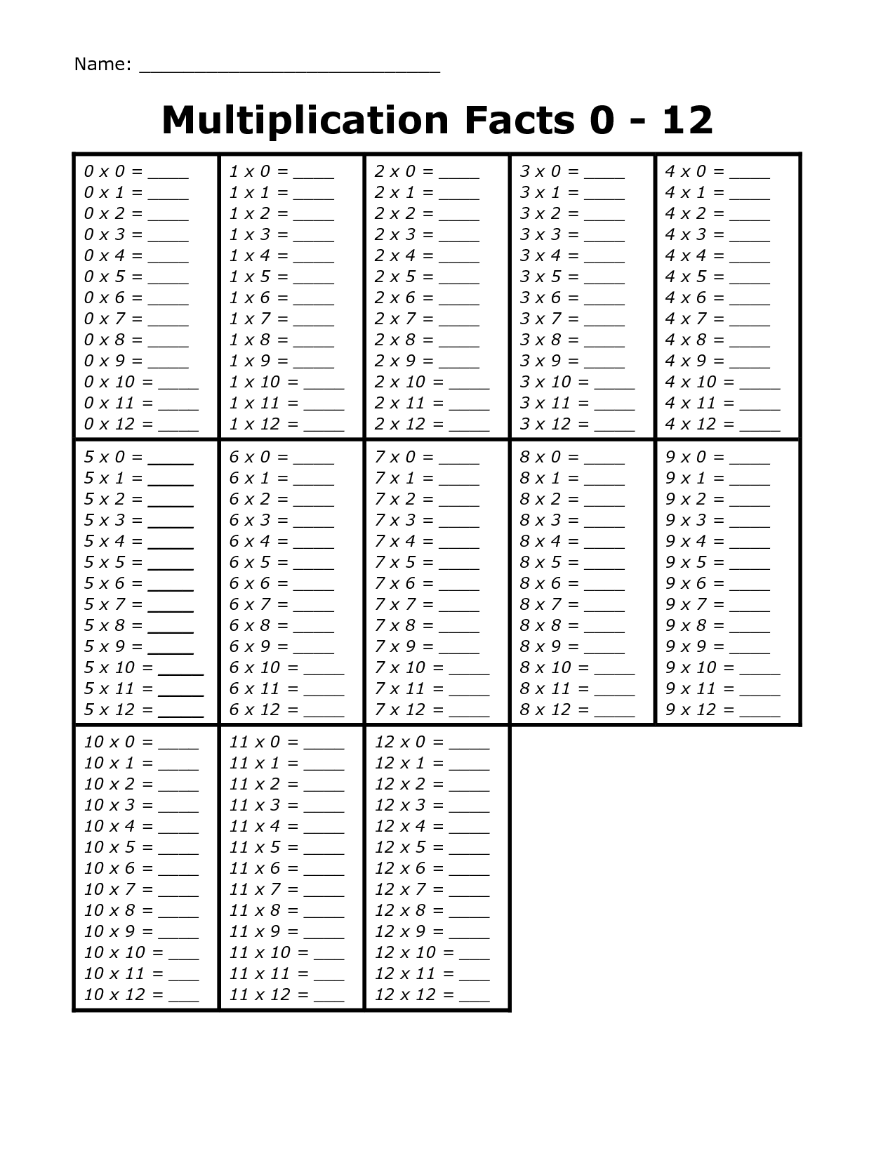 20 Math Worksheets Times Tables Free