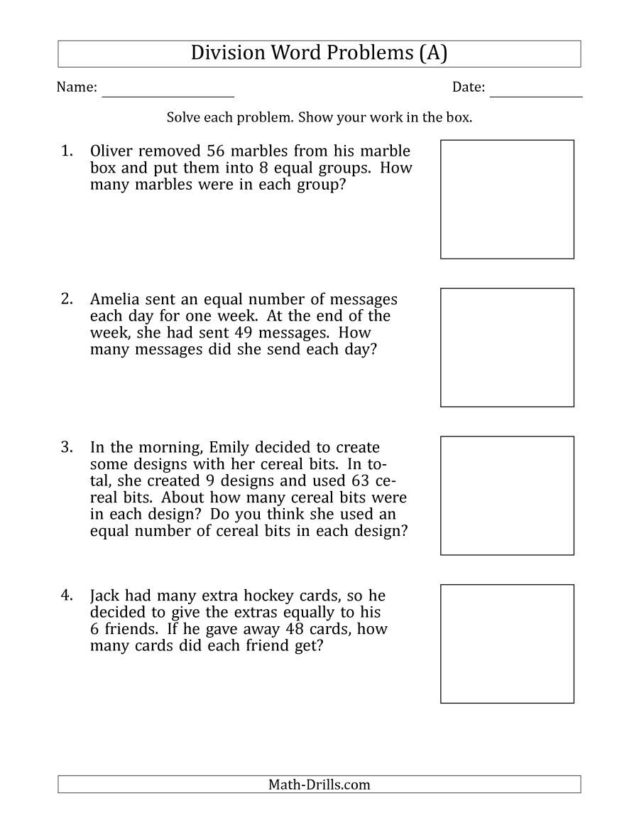 20 Math Worksheets Word Problems Download