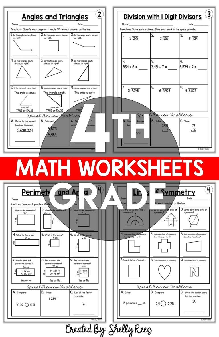 25 Math Worksheets 4th Grade Printable Free