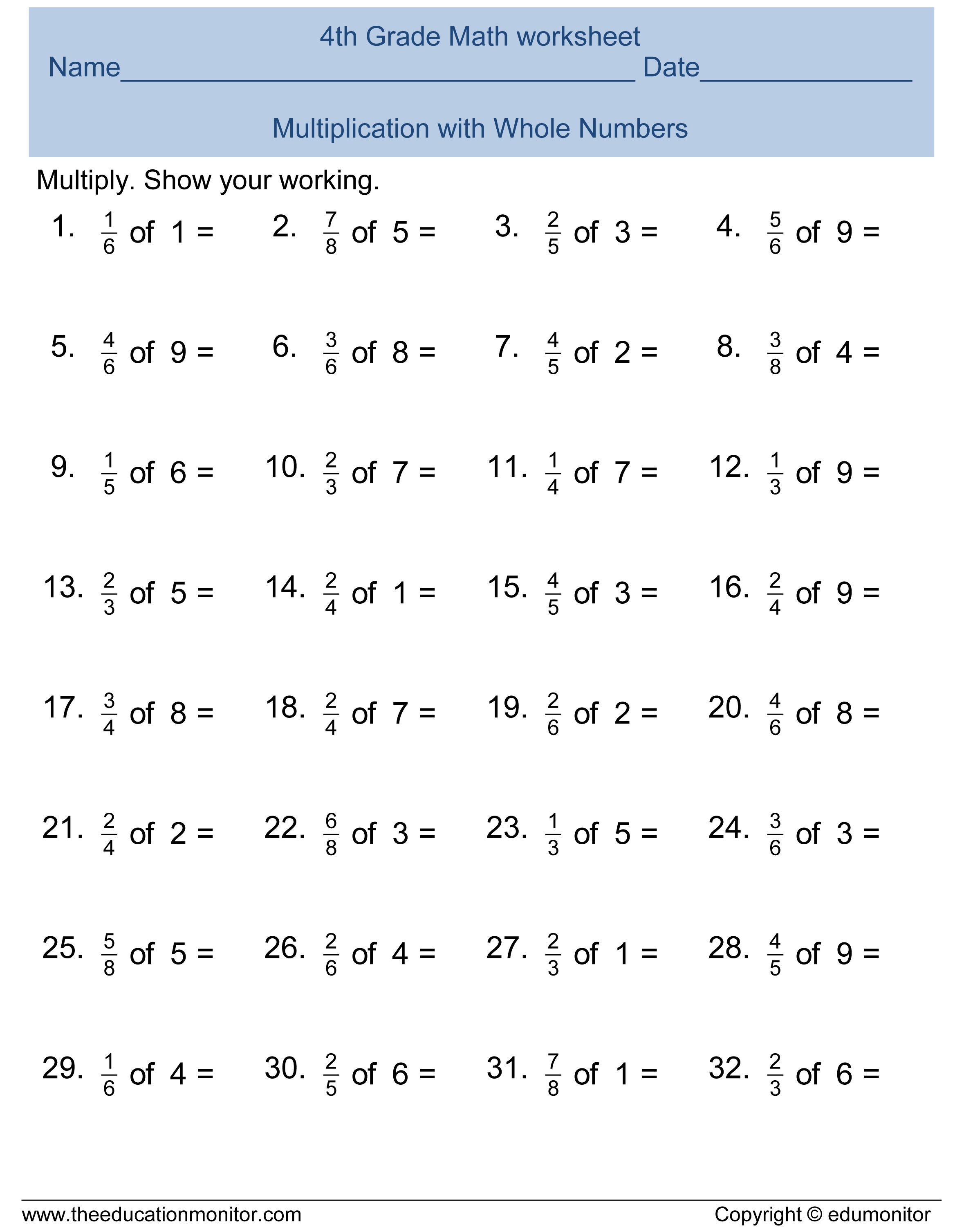 25 Math Worksheets 4th Grade Printable Free