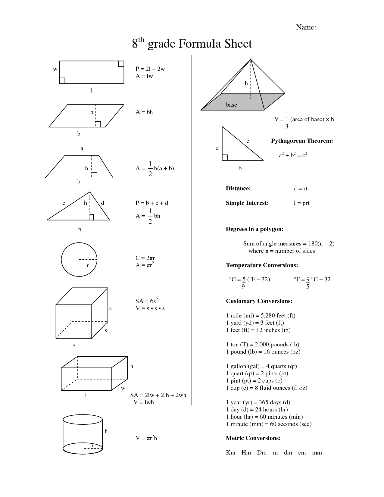 25 Math Worksheets 8th Grade Printable PDF